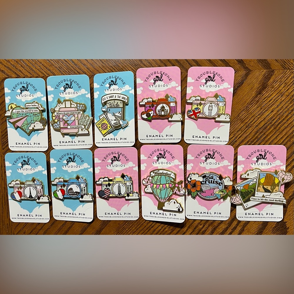 Troublesome Girl Studios Enamel Pin Set - Travel & Adventure
